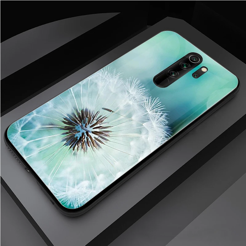 leather case for xiaomi Dandelion flower Tempered Glass Phone Case For Redmi Note 5 6 7 8 9 Pro Note8T Note9S Redmi8 9 Cover Shell xiaomi leather case custom