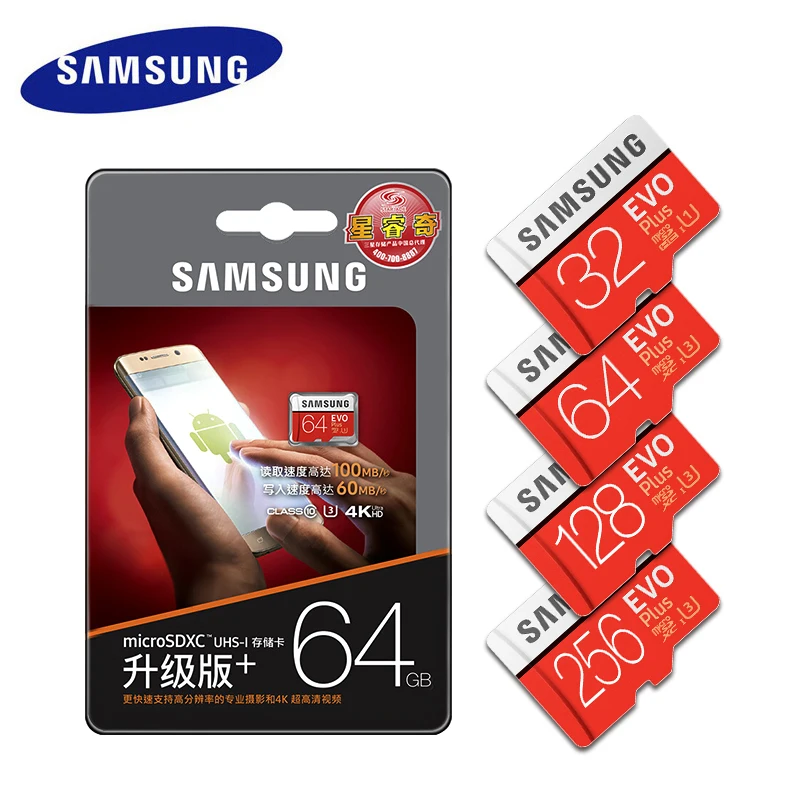 samsung micro sd карта памяти 64GB max100MB/S класс 10 SDXC U3 4K tarjeta micro sd TF флэш-карта для смартфонов