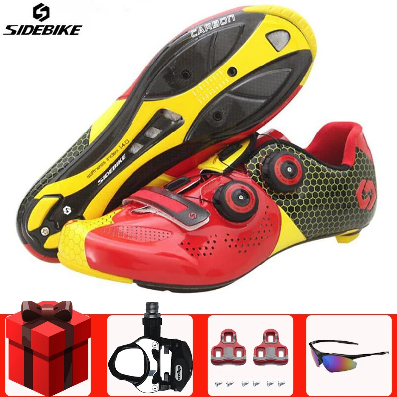 add all Sidebike, Ультралегкая велосипедная обувь из углеродного волокна для шоссейного велоспорта, набор педалей, sapatilha ciclismo, велосипедная обувь, спортивная гоночная обувь - Цвет: add all