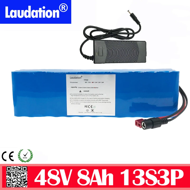 48v ионно-литиевая аккумуляторная батарея 8ah 13s3p 18650 аккумуляторная батарея с 2A зарядное устройство встроенный 15A BMS для электрических велосипедов Байк, способный преодолевать Броды lauda