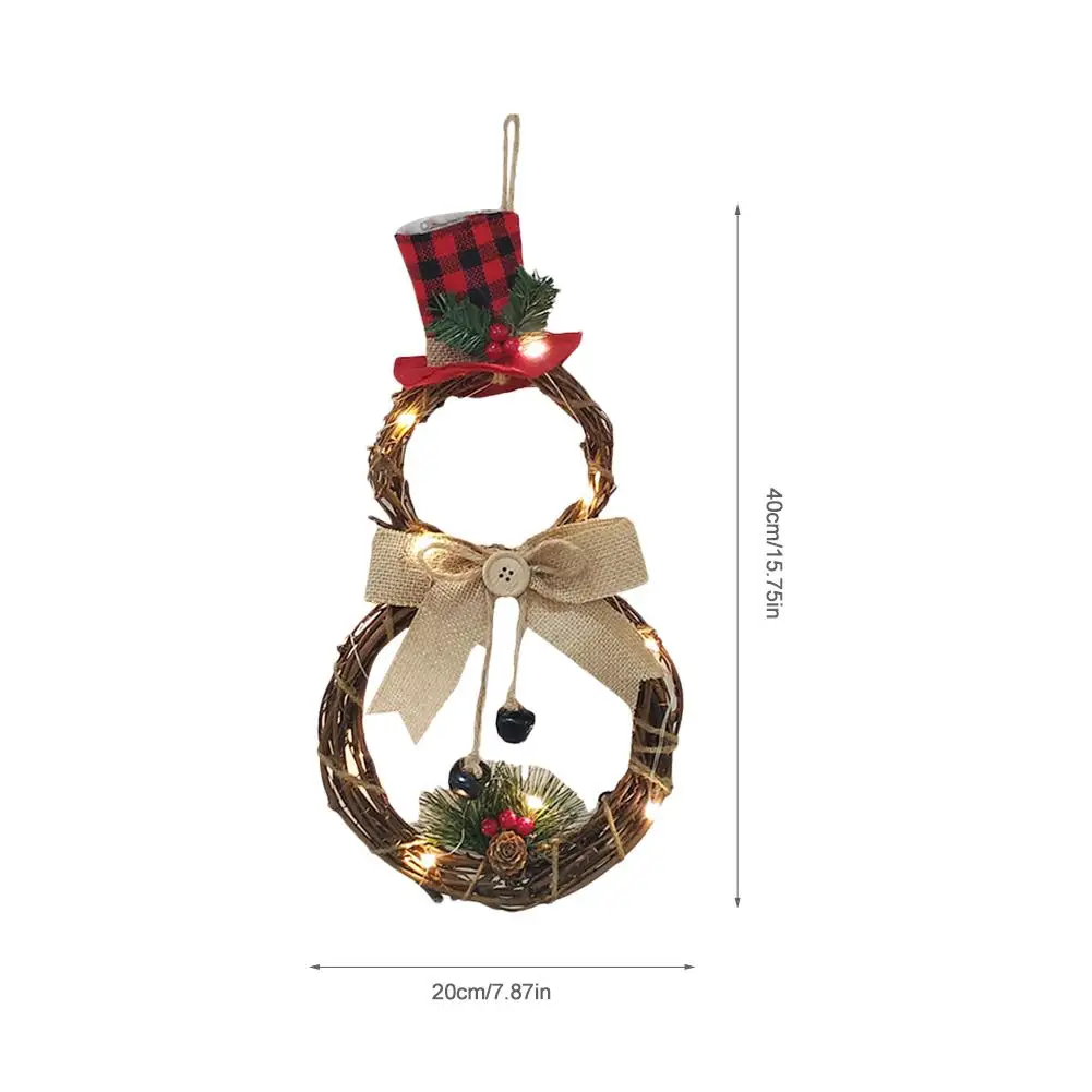 Christmas Wreath Decorations LED Wooden Wreath Flowers DIY Party Home Decoration Christmas Tree Hanging Ornaments Pendant