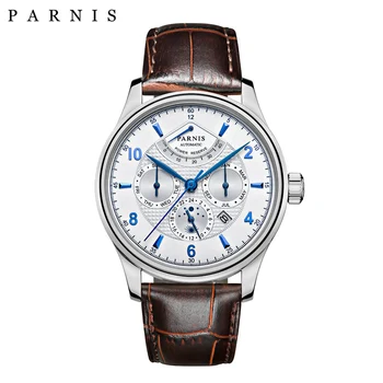 

Parnis 42mm Automatic Watch Moon Phase Power Reserve Watch Men Luxury Brand Top Miyota Mechanical Winder Watch PA6062-A Gift Men