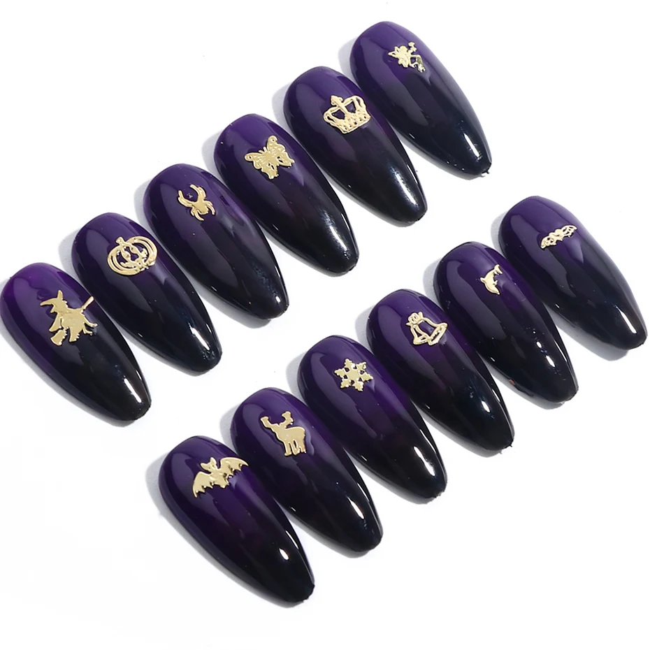 120 шт Хэллоуин золотые черные металлические узоры для ногтей с блестками хлопья рождественские полые ультратонкий паук Тыква Снег Дизайн ногтей украшения JI1034
