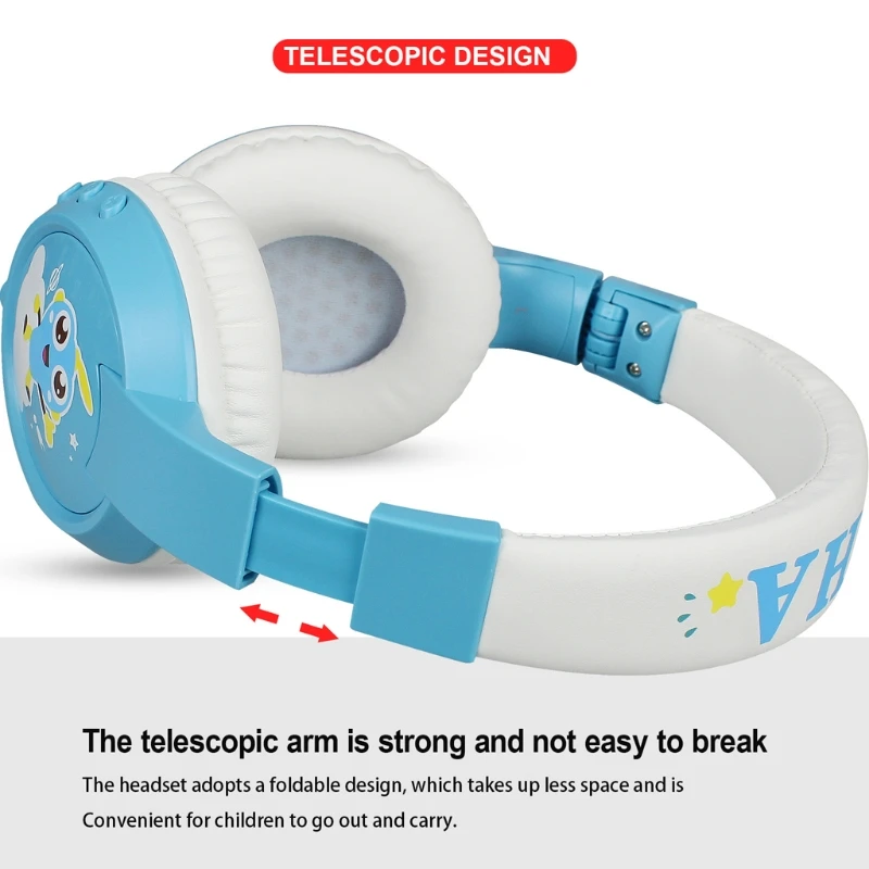 Stereo Wired and Bluetooth Music Headphone Built in Aux Microphone Kids Foldable TF Card Online Class