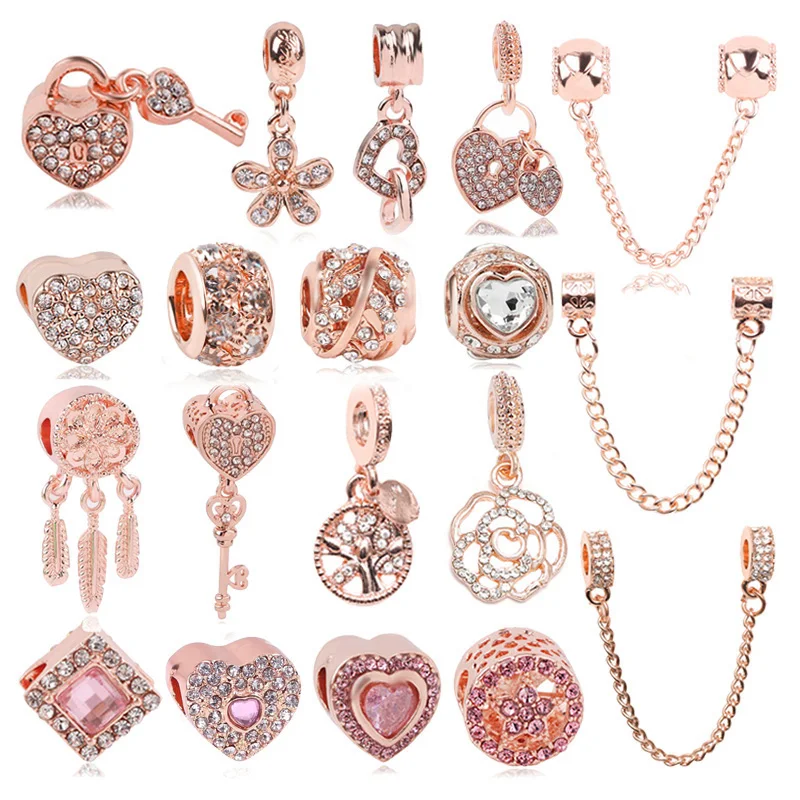 

Boosbiy 2pc 45 Styles Rose Gold Letter Family Heart Pendant Charm fit Brand Bracelets & Necklaces DIY Jewelry Making for Women