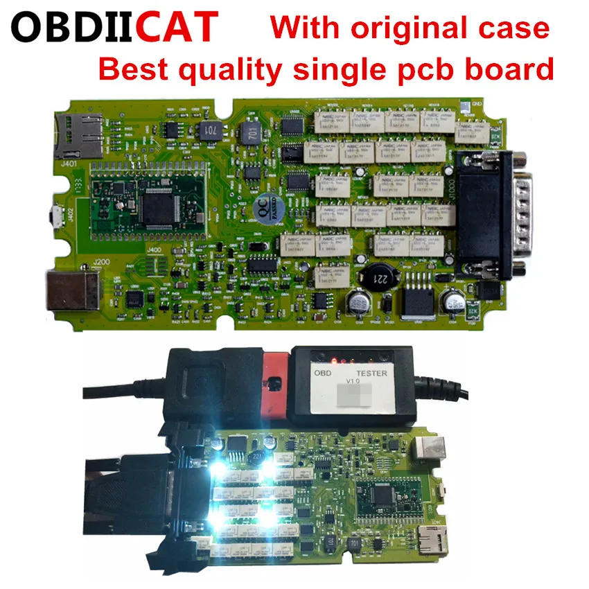 Новейший SW 2017 1 OBDIICAT TCS высокое качество Bluetooth желтый зеленый одна плата VCI сканер