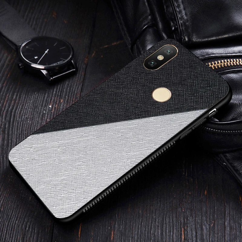 Etui,Cover,Case,For Xiaomi Redmi Note 5 pro Note5 Fabric Cloth Texure Bumper SiIicone Soft edge Bumper Frame Back Phone Cases - Color: Black