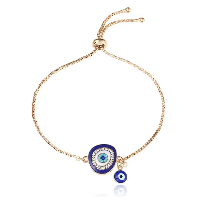 Турецкий счастливый синий кристалл сглаза браслеты ручной работы золотые цепочки счастливые ювелирные изделия - Окраска металла: 1