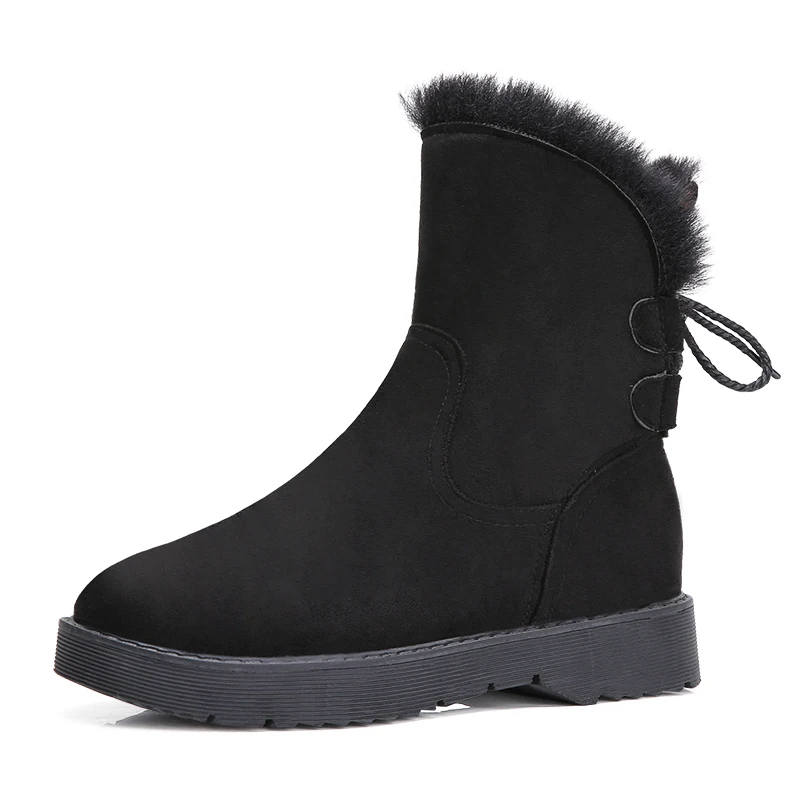 STQ/женские зимние плюшевые ботинки; теплые женские ботильоны; кроссовки; женская обувь на меху без застежки; женские зимние ботинки; K8 - Цвет: K8 Black