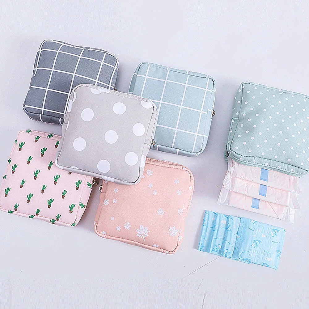 

1Pcs Women Sanitary Pad Pouch Towel Cotton Storage Bag Credit Card Holder Coin Purse Cosmetics Headphone Case Make Up Bag