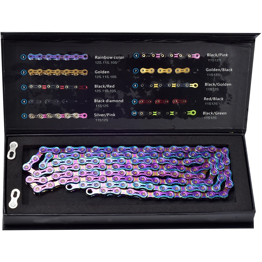 SUMC Bicycle Chain Rainbow Mountain Bike Road Bike Shifting Chain 10 11 12speed For M8000 M6000 M9100 M610 With Missinglink