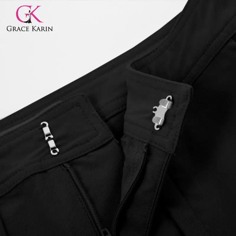 Grace Karin Модные женские шорты с высокой талией, короткие штаны, прямые штаны с карманами, шорты на молнии, Женские однотонные шорты