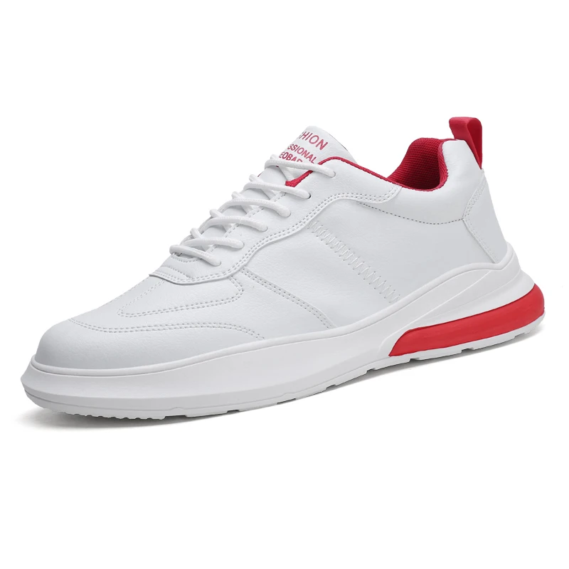 New Arrival Men Tennis Shoes Lightweight Anti-Slippery Leather White Sneaker Fashion Gym Sport Man Footwear Tenis Masculino - Цвет: White Red