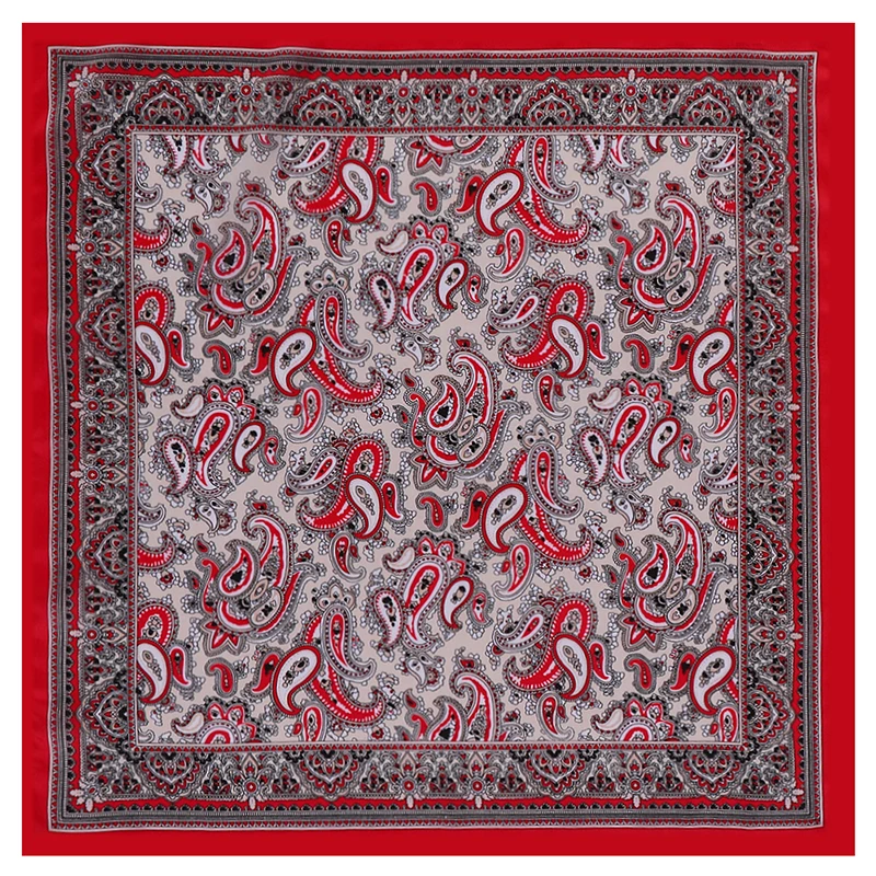 

YILIAN Brand Women Square Scarf Fashion Paisley Print 53x53cm Elegant Lady Silk Scarf Bag Hat Decoration Headband