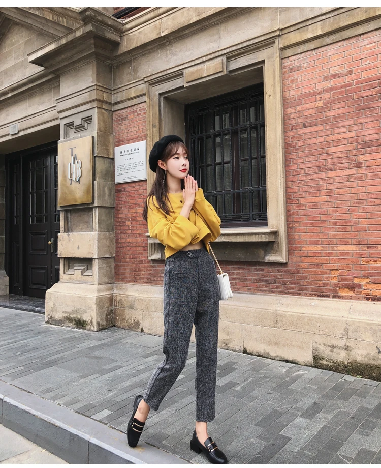 pantalones mujer cintura alta, рубашки, брюки-карго, Женские повседневные длинные штаны на пуговицах, 2116 50