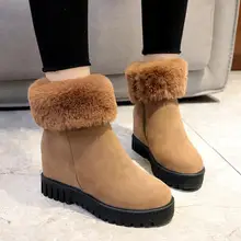 Зимние сапоги; женская обувь; женские ботинки; зимние ботинки; Модные ботильоны; Новинка года; зимние теплые ботинки на танкетке с Плюшевым Мехом; X269
