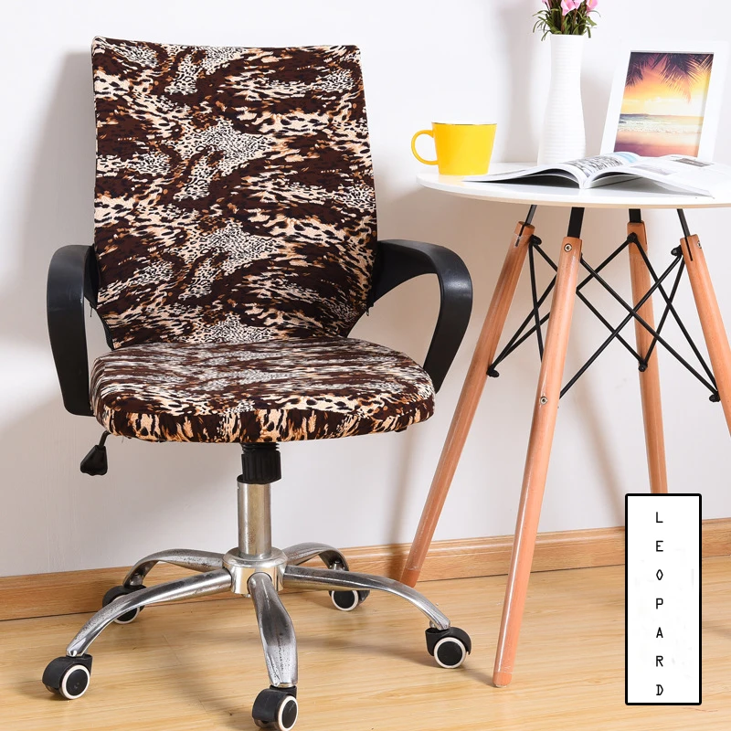 Лидер продаж леопардовые и черные чехлы для офисных стульев из спандекса поворотный протектор для компьютерного кресла