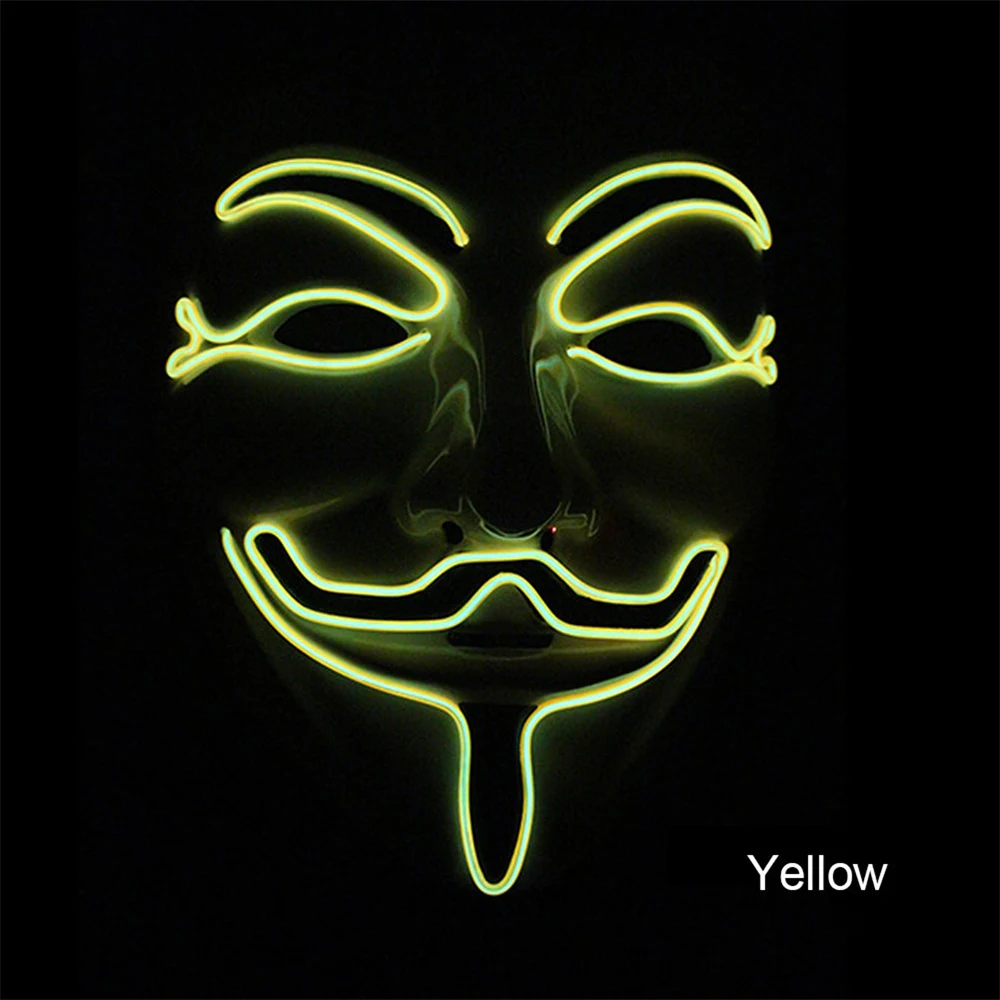 yellow Новейшие Хэллоуин вечерние маска светодиодный страшно флэш маска EL линейный светильник маска Косплэй маска одежда для вечеринки маска поставляет многоцветный - Цвет: yellow