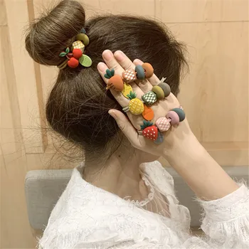 

Cute Fruit Elastic Hair Rubber Band Sweet Pineapple Strawberry Hair Accessories Girl Gemoetric Ponytail Scrunchies Headwear Lady