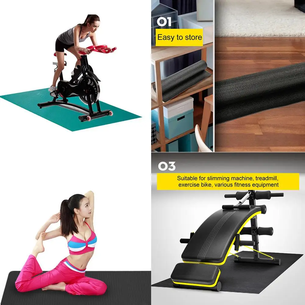 

30x60 Inch Gym Exercise Fitness Equipment Mat Treadmill Bike Protect Floor Mat Running Machine Shock Absorbing Pad Black Mat 4