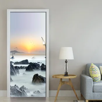 

Self Adhesive 3d Door Sticker Home Decoration Landscape Waterproof Wallpaper Print Picture Wall Art Renovation For Living Room
