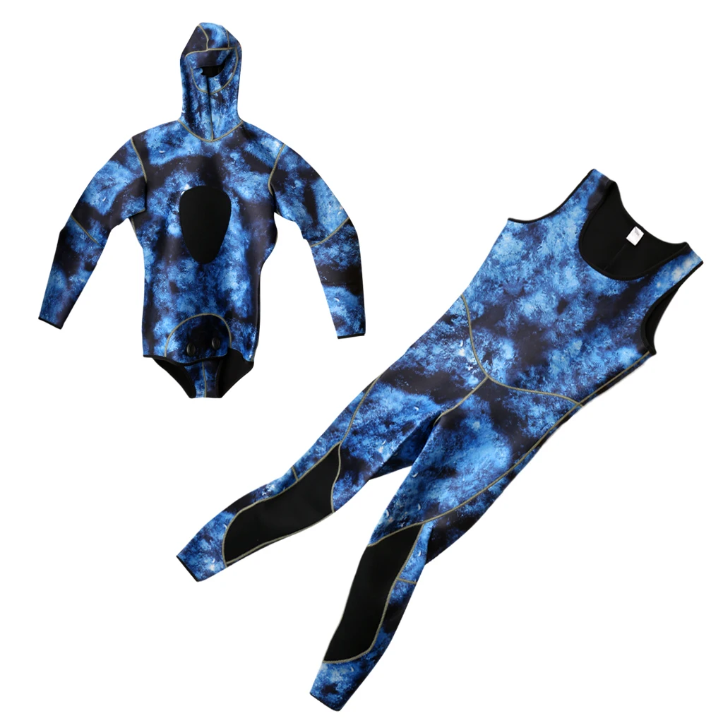 Mens Camo 3mm Neoprene Two-Piece Wetsuits Scuba Dive Surf Spearfishing Water Sports Wetsuit 