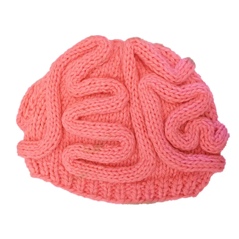 

Spoof horror brain cap Handmade knit personality brain hat hand-knitted personality funny and realistic hat