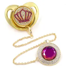 

Crown Pacifier Bling New Design Clips BPA Free Silicone Infant luxury Pacifier For Babies Free Shipping chupetes de lujo