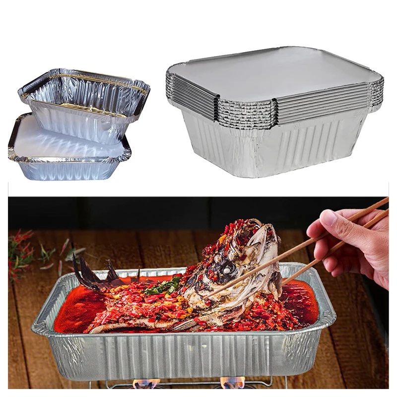 Food Packaging Disposable Tin Foil Dishes Grill Pan Catering Rectang  Aluminium Foil Container Tray with Plastic Lid - China Aluminum Foil  Containers, Disposable Aluminum Foil Containers
