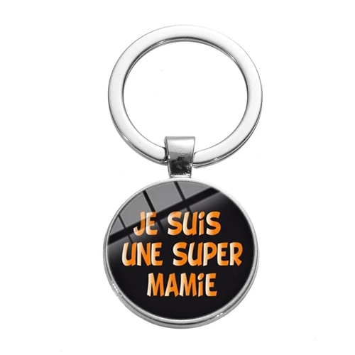 Style 13 SIAN Super Mamie Super Papy брелок для ключей chaviro Je Suis Une Mamie французский брелок для ключей сделанный вручную стеклянный кулон для женщин и мужчин подарки - Цвет: Style 13
