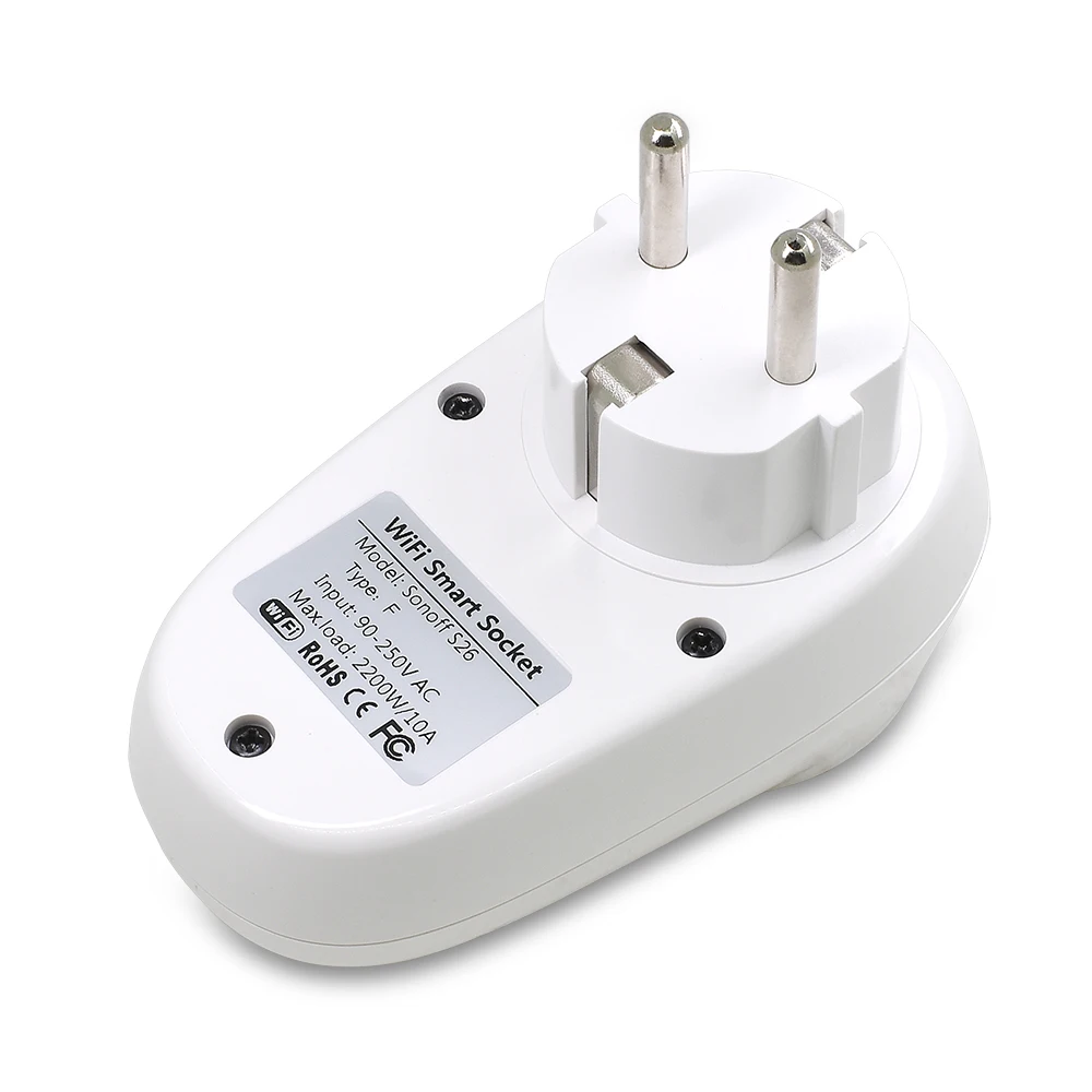 1/2/3/4/5/6 шт. Sonoff S26 умная розетка Wi-Fi разъем ЕС F разъем Беспроводной интеллигентая(ый) розетка Smart Home работать с Alexa и Google Assistant