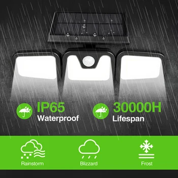 

3 Head Solar Light Outdoor Solar Lamp PIR Motion Sensor Wall Light Waterproof Solar Led Light 3 Modes for Garden Decoration Yard