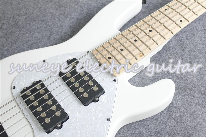 Suneye Глянцевая белая отделка электрическая бас гитара музыка человек морской скат стиль 6 струн бас гитара на заказ Гитарный комплект