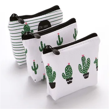 

Coin Purse Canvas Key Case Ladies Handbag Plant Print Creative Cactus Mini Cloth Bag 2020 New Ladies Lipstick Packet