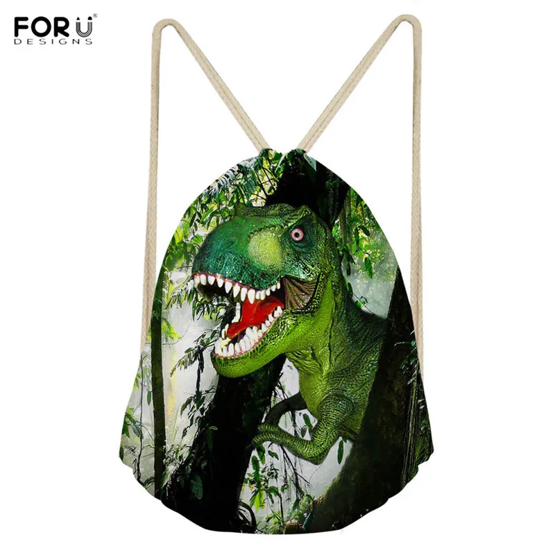 

FORUDESIGNS Drawstring Backpacks Women Shoulder Backpack 3D Animal Dinosaur Printed Reusable Shopping Bagpack for Ladies Girls