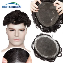 Men Toupee Rich Choices Central Lace With Pu Hair System Replacement 30mm Wavy Hair Prosthesis 130% Density Male Hair Extensions