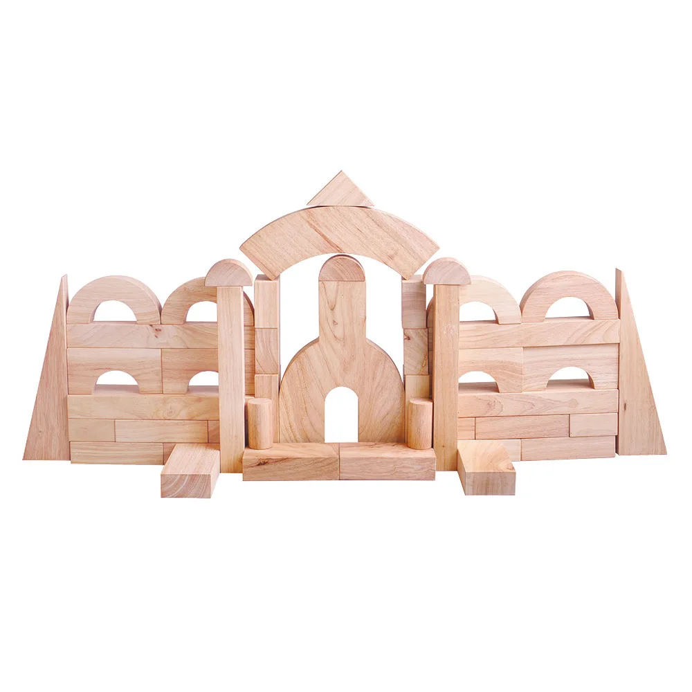 

Kindergarten Early Childhood Educational Construction to Build Assembling Toy Rubber Wood Solid Building Blocks 200 Block