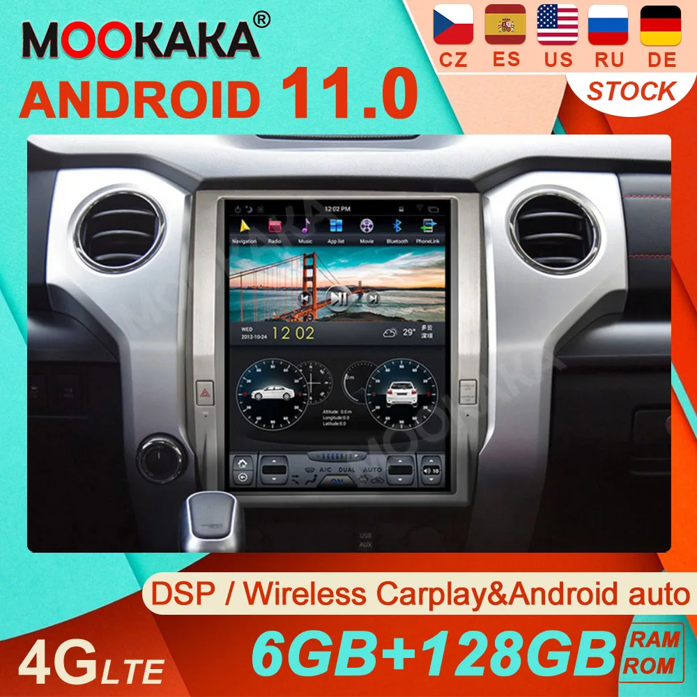 

128G Android 11 для Toyota Tundra 2014-2017 Tesla экран автомобильное Стерео Радио мультимедийный DVD плеер GPS навигация Радио Carplay головное устройство