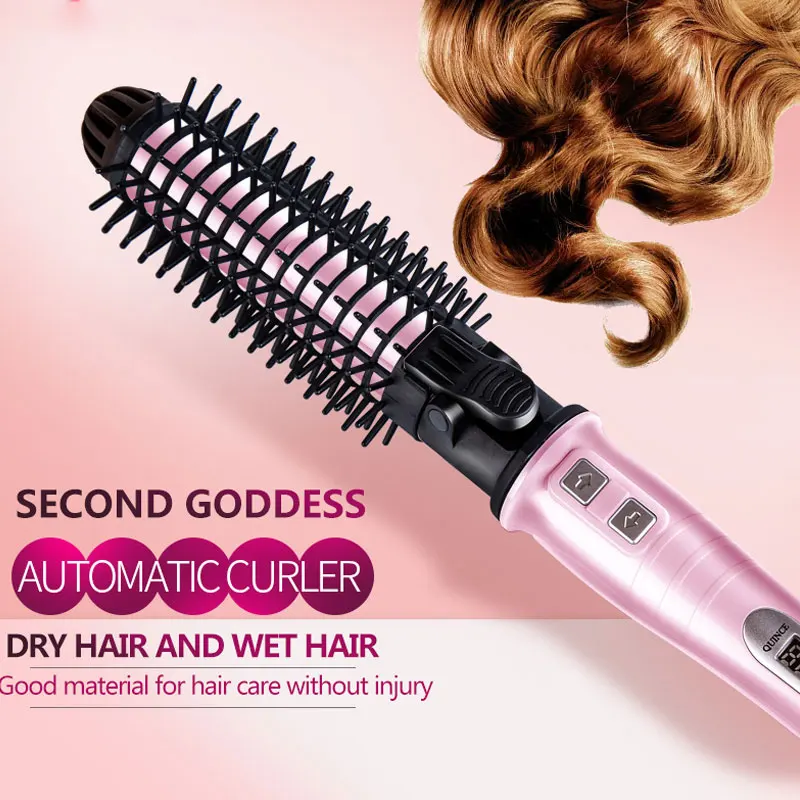 

Adjustable Temp Curling Iron Hair Brush Electric Hair Styler Fast Heating Hair Curler With Anti-scald Hot Brush Hair Styl Tool