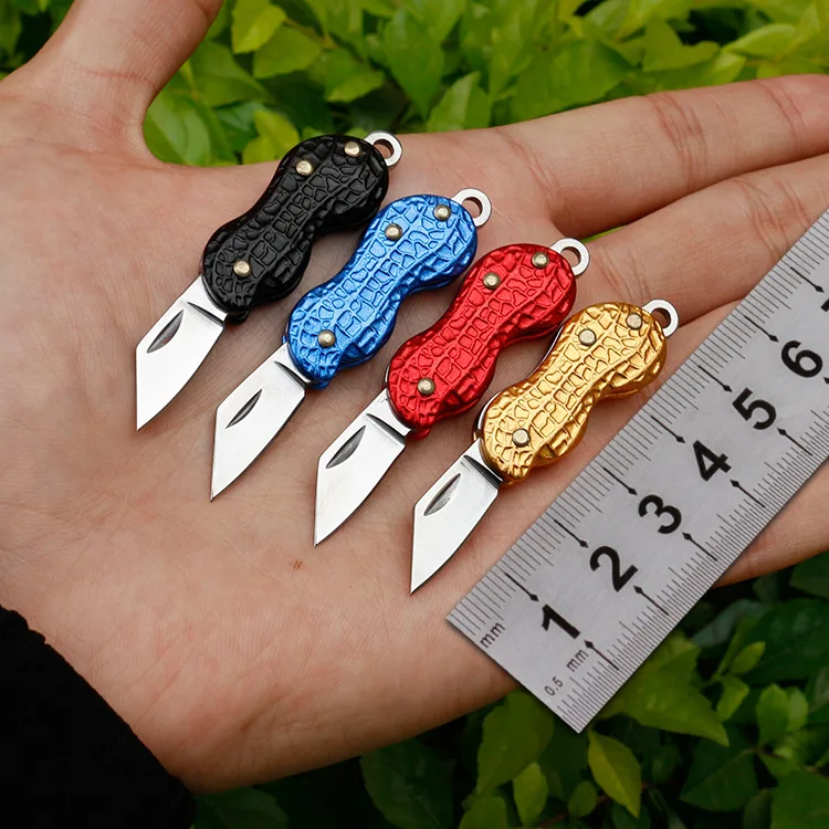 Color Peanut decor Multifunctional keychain mini gift knife outdoor folding knife creative fruit knife