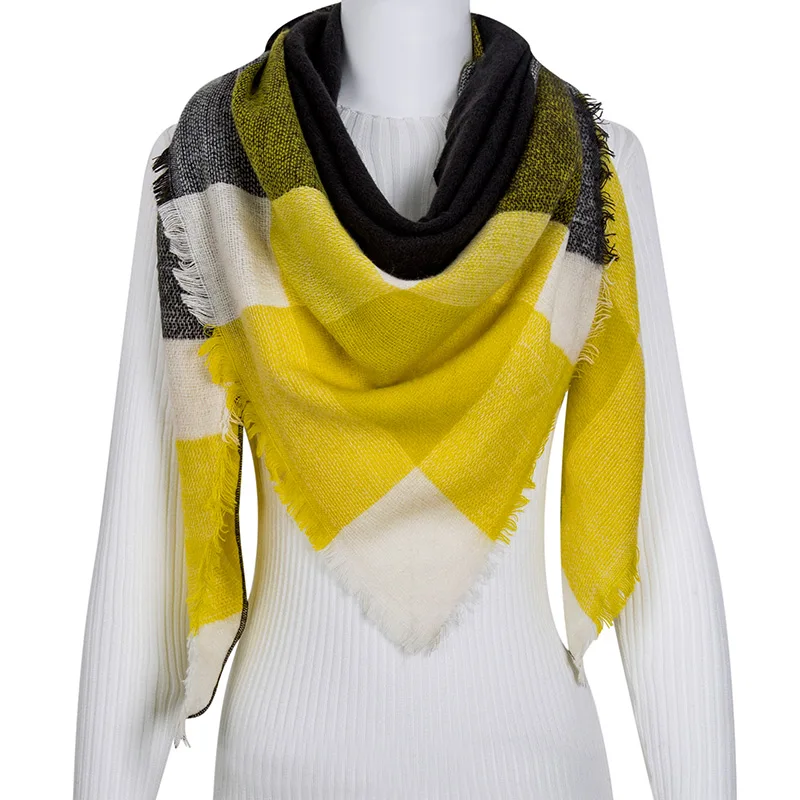 

YEABIU Fashion Autumn Warm Scarf Women Scarf Plaid Blanket New Thick Female Triangle Knitted Shawls and Scarves