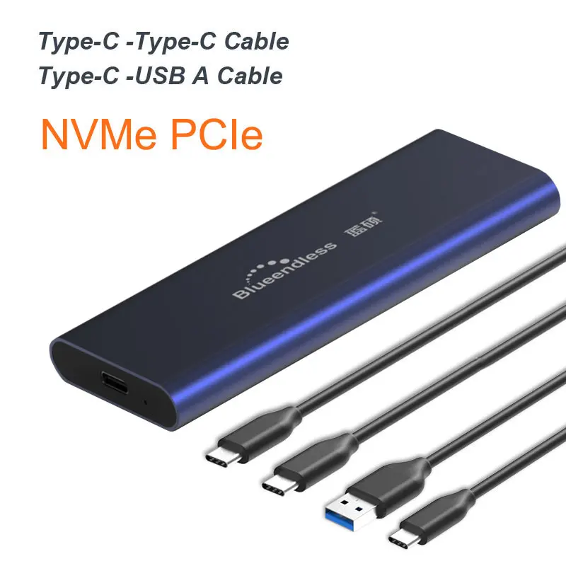 Портативный PCIE M.2 NVME SSD корпус Поддержка M ключ Тип C USB3.1 2240/2280 SSD чехол полностью алюминиевый внешний бокс для твердого диска - Цвет: Blue C to A and C