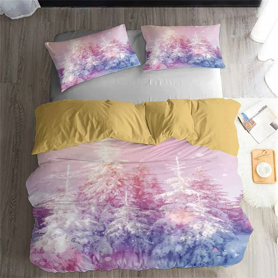 Набор постельного белья 3D с изображением леса снега пейзажа пододеяльник набор
