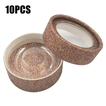 

10pcs Travel Cosmetic Portable Salon Transparent Lid Dustproof Home Eyelash Storage Case Packaging Box Carrying Round Paper