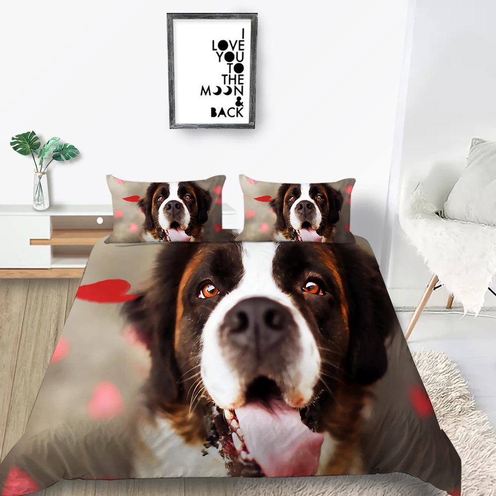 

Rose Petal Bedding Set Funny Dog Cute Romantic Duvet Cover 3D Print King Queen Twin Full Single Double Unique Design Bed Set