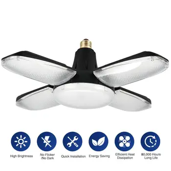 

150w Led Deformable Garage Light Foldable Four-Leaf Industrial Lighting E27 Ceiling Light Workshop Floodlight 16500LM 85-265v