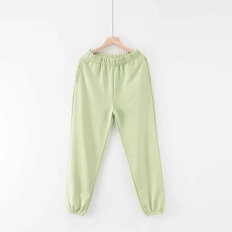 light green Однотонные спортивные штаны, 5 цветов, штаны-шаровары, уличная одежда, брюки-карго для бега, женские спортивные брюки-Капри, женские брюки с высокой талией, спортивные штаны - Цвет: light green