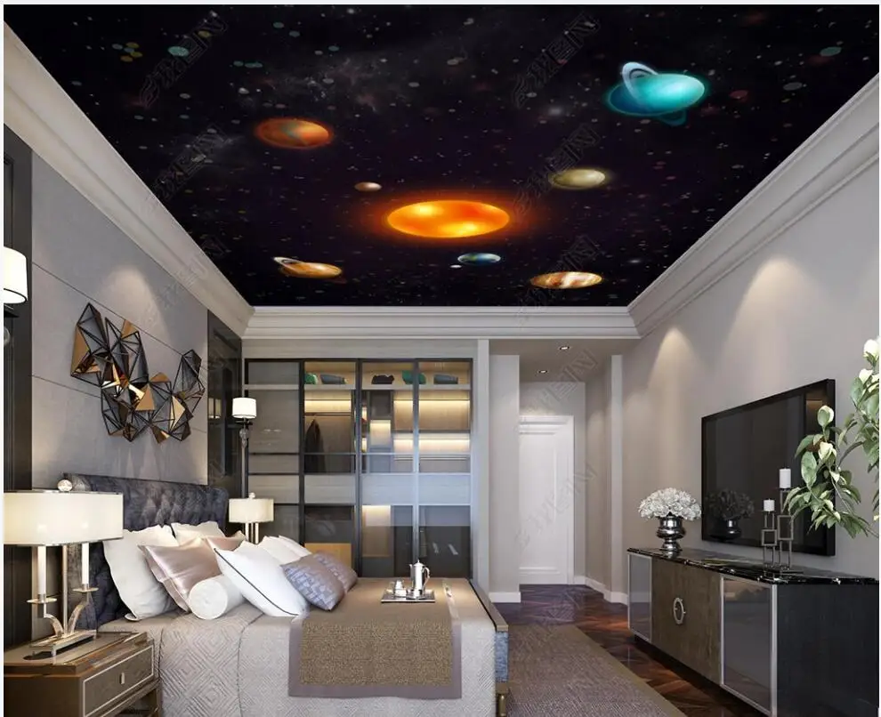 

3d ceiling murals wallpaper custom photo Fantasy space starry sky planet universe 3d wall murals wallpaper in the living room