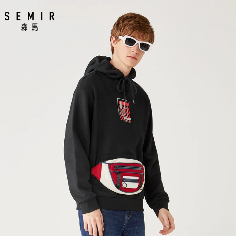 SEMIR, новинка, Мужская толстовка, зимняя, плюс бархат, длинный рукав, толстовки, плюс бархат, Толстый Пуловер, корейский, ins, хлопок