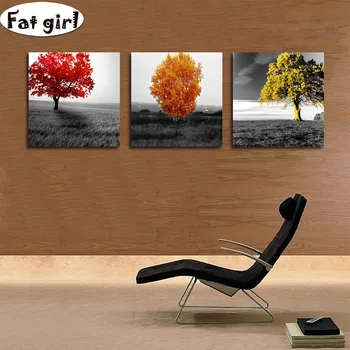 

Diamond embroidery Minimalism 3-color tree Black and White Background Posters diamond painting cross stitch mosaic hand drill